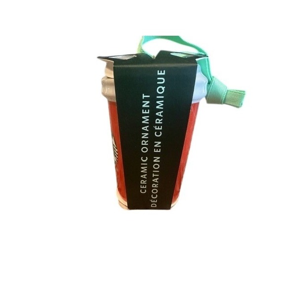 Starbucks Ceramic Coffee Cup Ornament Orange Glitter Christmas Tree Ornament New - Picture 2 of 5